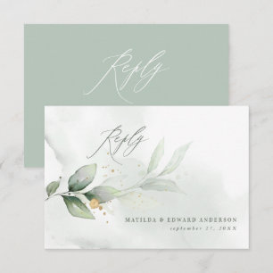Manuscript elegant bruiloft eucalyptus botanische  RSVP kaartje