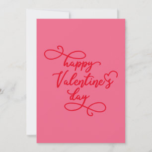 Manuscript Elegant Heart Pink Red Happy Valentines Feestdagenkaart