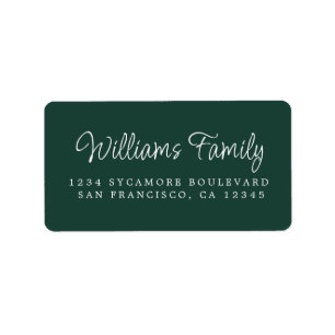 Manuscript Familienaam Dark Green Return Adres Etiket