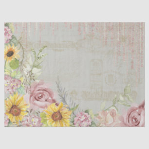 Manuscript Floral Hydrangeas Waterverf Sage Tissuepapier