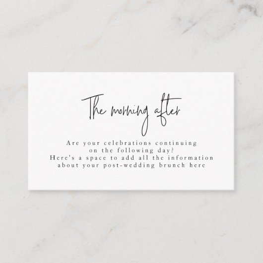 Manuscript Font Black & White Post Wedding Brunch Informatiekaartje (Voorkant)