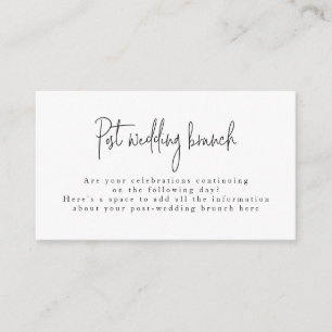 Manuscript Font Black & White Post Wedding Brunch Informatiekaartje