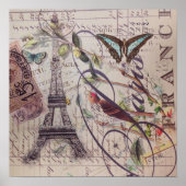Manuscript Franse landvlinder Paris Eiffel Tower Poster (Voorkant)