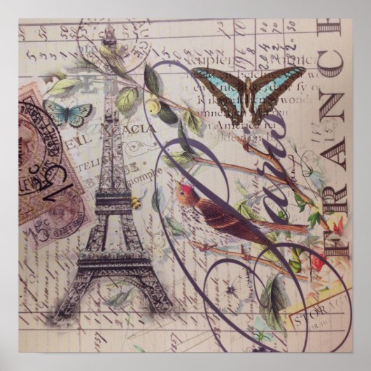 Manuscript Franse landvlinder Paris Eiffel Tower Poster (Voorkant)