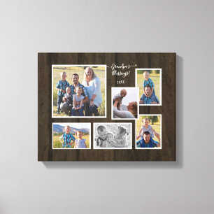 Manuscript Grandpas Blessings Family Photo Collage Canvas Afdruk