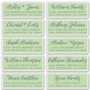 Manuscript Green Wedding Guest Adresetiketten Sticker