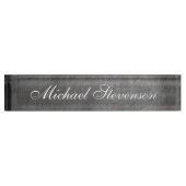 Manuscript Grey Chalkboard Pattern Business Name p Naambordje (Voorkant)