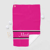 Manuscript Hot Pink Black Stripes Golfhanddoek (Insitu)