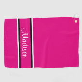 Manuscript Hot Pink Black Stripes Golfhanddoek (Horizontaal)