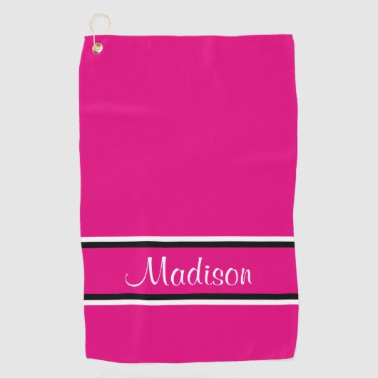 Manuscript Hot Pink Black Stripes Golfhanddoek (Voorkant)