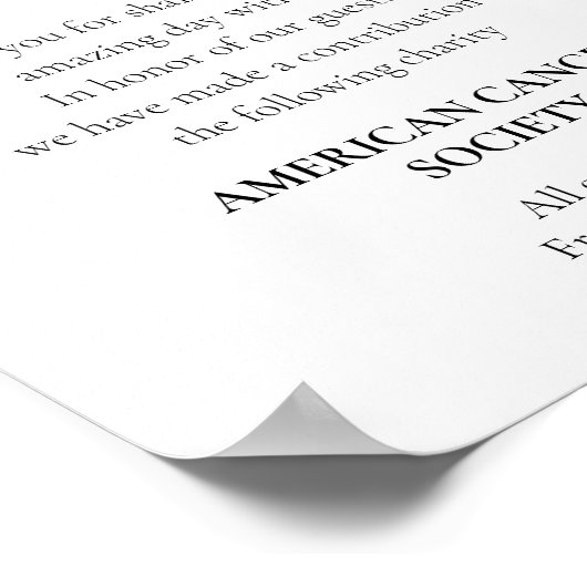 Manuscript in Lieu of Favors Charity Donation Wedd Poster (Hoek)