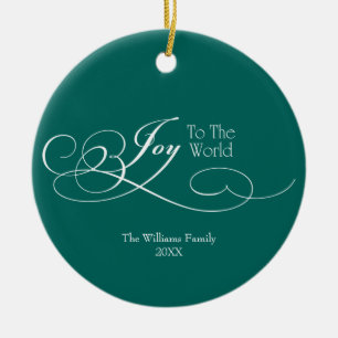 Manuscript Joy to the World Holiday Keramisch Ornament