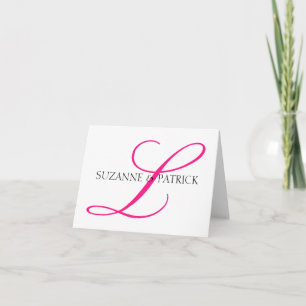 Manuscript L Monogram Notecard (Hot Pink / Black) Bedankkaart