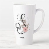 Manuscript Letter S Alphabet Floral Monogram Flowe Latte Mok (Rechts)