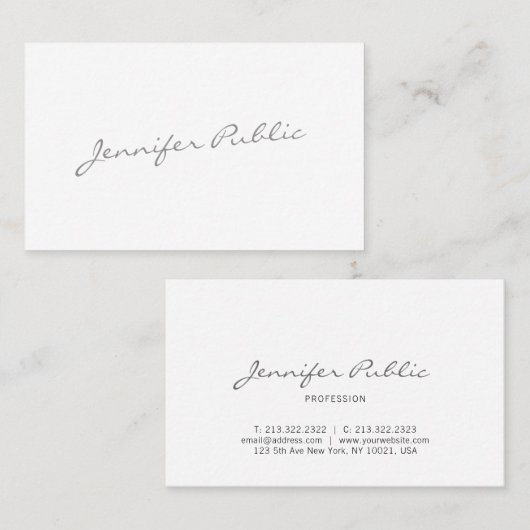 Manuscript Modern Elegant Calligraded Plain Trendy Visitekaartje (Voorkant / Achterkant)