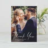 Manuscript Modern Minimal Chic Photo Wedding Bedankkaart (Staand voorkant)