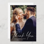 Manuscript Modern Minimal Chic Photo Wedding Bedankkaart (Voorkant / Achterkant)