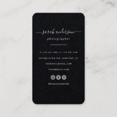 Manuscript Modern Typografie Fotograaf Black Cool Visitekaartje (Achterkant)