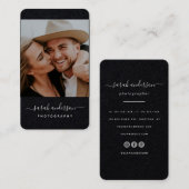 Manuscript Modern Typografie Fotograaf Black Cool Visitekaartje (Voorkant / Achterkant)