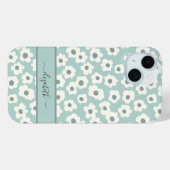 Manuscript Monogram Boho Green White Grey Floral Case-Mate iPhone Case (Achterkant (horizontaal))