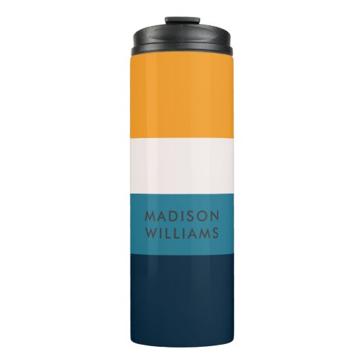 Manuscript Monogram Colorblock Horizontale Stripe Thermosbeker (Voorkant)