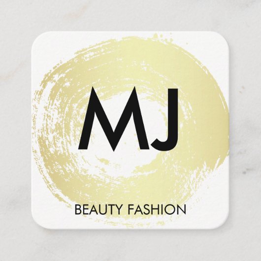 Manuscript Monogram Gold Circular geborsteld Vierkante Visitekaartje (Voorkant)