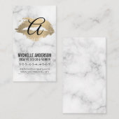 Manuscript Monogram Gold Kiss Stain Marble Visitekaartje (Voorkant / Achterkant)