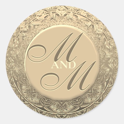 Manuscript Monogram Gold Seal Ronde Sticker (Voorkant)