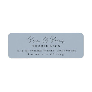 Manuscript Mr en Mrs Dusty Blue Return Name Addres Etiket