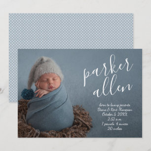 Manuscript Name Baby Foto Birth Announements