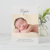 Manuscript Name Neutral Grey 1-Foto Birth Aankondiging (Staand voorkant)