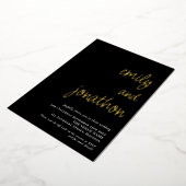 Manuscript Names QR Code Weddenschap Black Luxury Folie Uitnodiging (Gedraaid)