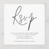 Manuscript QR Code Weddenschap Black White RSVP Ca Kaart (Voorkant)