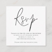 Manuscript QR Code Weddenschap Zwart Wit RSVP Informatiekaartje (Voorkant)