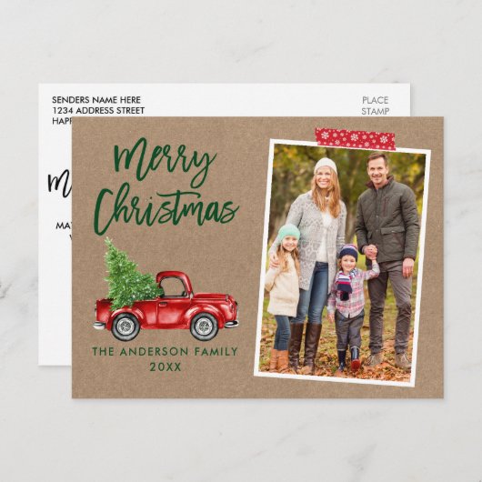 Manuscript Red Craft Tape-penseel Truck Kraft met  Briefkaart (Voorkant / Achterkant)