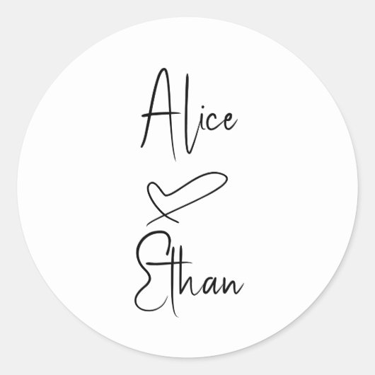 Manuscript Signature Heart Wedding Ronde Sticker (Voorkant)