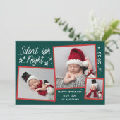 Manuscript Silent Night 3 Photo Collage Feestdagenkaart (Staand voorkant)