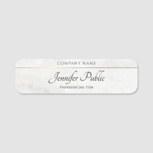 Manuscript Sjabloon White Marble Gold Typography Naamplaatje