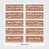 Manuscript TerraCotta Wedding Guest Adresetiketten Sticker (Vel)
