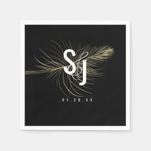 Manuscript Typografie Faux Gold Feather Bohemian Servet
