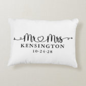 Manuscript Typografie personaliseerde de heer Mrs  Accent Kussen (Achterkant)