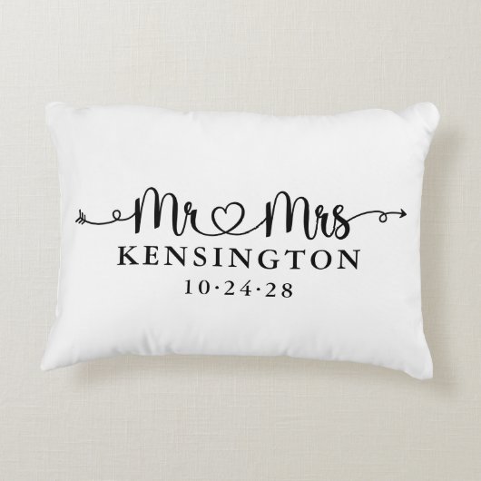 Manuscript Typografie personaliseerde de heer Mrs  Accent Kussen (Achterkant)