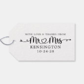 Manuscript Typografie personaliseerde de heer Mrs  Cadeaulabel (Achterkant Horizontaal)