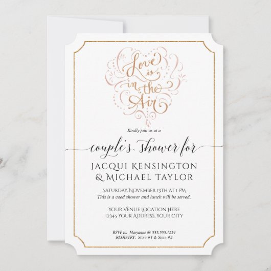 Manuscript Typography Love in Air Gold Couples Sho Kaart (Voorkant)