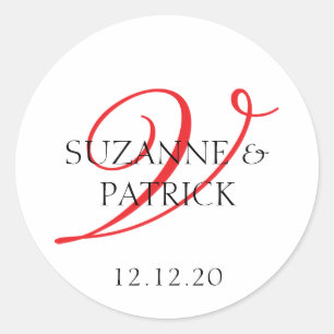 Manuscript V Monogram Etiketten (Rood/Zwart)