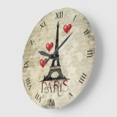 Manuscript voor Eiffel Tower en Red Heart-ballonne Grote Klok (Hoek)