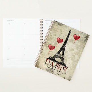Manuscript voor Eiffel Tower en Red Heart-ballonne Planner