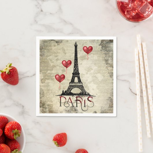 Manuscript voor Eiffel Tower en Red Heart-ballonne Servet (Insitu)