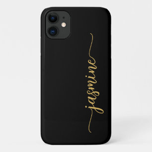 Manuscript voor meisjesminimalistische zwarte goud iPhone 11 hoesje