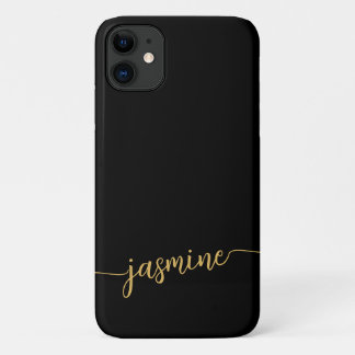Manuscript voor meisjesminimalistische zwarte goud iPhone 11 hoesje